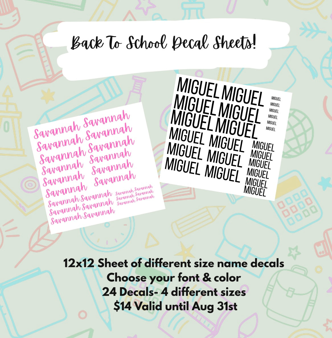 Back To School Name Sheet